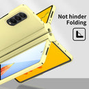 For Samsung Galaxy Z Fold4 Macaron Hinge Phone Case with Stylus Pen Fold Edition & Protective Film(Yellow)