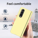 For Samsung Galaxy Z Fold4 Macaron Hinge Phone Case with Stylus Pen Fold Edition & Protective Film(Yellow)