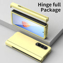 For Samsung Galaxy Z Fold4 Macaron Hinge Phone Case with Stylus Pen Fold Edition & Protective Film(Yellow)
