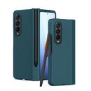 For Samsung Galaxy Z Fold4 Macaron Hinge Phone Case with Stylus Pen Fold Edition & Protective Film(Green)