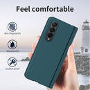 For Samsung Galaxy Z Fold4 Macaron Hinge Phone Case with Stylus Pen Fold Edition & Protective Film(Green)