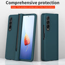 For Samsung Galaxy Z Fold4 Macaron Hinge Phone Case with Stylus Pen Fold Edition & Protective Film(Green)
