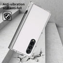 For Samsung Galaxy Z Fold4 Macaron Hinge Phone Case with Stylus Pen Fold Edition & Protective Film(Transparent)