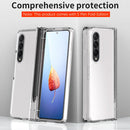 For Samsung Galaxy Z Fold4 Macaron Hinge Phone Case with Stylus Pen Fold Edition & Protective Film(Transparent)