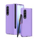 For Samsung Galaxy Z Fold4 Macaron Hinge Phone Case with Stylus Pen Fold Edition & Protective Film(Purple)