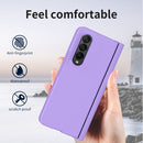 For Samsung Galaxy Z Fold4 Macaron Hinge Phone Case with Stylus Pen Fold Edition & Protective Film(Purple)