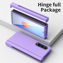 For Samsung Galaxy Z Fold4 Macaron Hinge Phone Case with Stylus Pen Fold Edition & Protective Film(Purple)