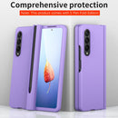 For Samsung Galaxy Z Fold4 Macaron Hinge Phone Case with Stylus Pen Fold Edition & Protective Film(Purple)