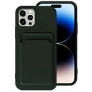 For iPhone 14 Pro Max TPU + Flannel Lining Card Slots Phone Case (Dark Green)
