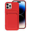 TPU + Flannel Lining Card Slots Phone Case For iPhone 14 Pro(Red)