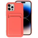 TPU + Flannel Lining Card Slots Phone Case For iPhone 14 Pro(Pink Orange)