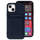 For iPhone 14 Plus TPU + Flannel Lining Card Slots Phone Case (Blue)