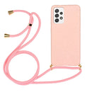 For Samsung Galaxy A33 5G Wheat Straw Material + TPU Protective Case with Lanyard(Pink)