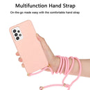 For Samsung Galaxy A53 Wheat Straw Material + TPU Protective Case with Lanyard(Pink)