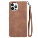 For iPhone 13 Embossed Flower Shockproof Leather Phone Case(Brown)