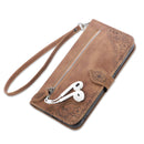 For iPhone 13 Embossed Flower Shockproof Leather Phone Case(Brown)