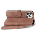 For iPhone 13 Embossed Flower Shockproof Leather Phone Case(Brown)