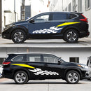 2 PCS/Set D-538 Checkered Totem Pattern Car Modified Decorative Sticker(White+Yellow)