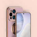 For OPPO Find X3 6D Plating Astronaut Ring Kickstand Phone Case(Light Purple)