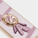 For OPPO Reno5 5G 6D Plating Astronaut Ring Kickstand Phone Case(Light Pink)