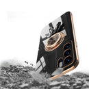 For OPPO Reno6 6D Plating Astronaut Ring Kickstand Phone Case(Light Purple)