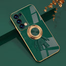 For OPPO Reno6 Pro+ 5G 6D Plating Astronaut Ring Kickstand Phone Case(Night Green)