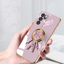 For OPPO Reno6 Pro+ 5G 6D Plating Astronaut Ring Kickstand Phone Case(Night Green)