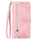 For iPhone SE 2022 / SE 2020 / 8 / 7 Embossed Flower Shockproof Leather Phone Case(Pink)