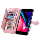 For iPhone SE 2022 / SE 2020 / 8 / 7 Embossed Flower Shockproof Leather Phone Case(Pink)