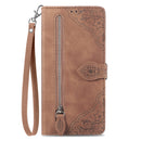 For iPhone SE 2022 / SE 2020 / 8 / 7 Embossed Flower Shockproof Leather Phone Case(Brown)