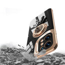 For OPPO Find X5 Pro 6D Plating Astronaut Ring Kickstand Phone Case(Night Green)