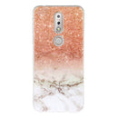 For Nokia 7.1 Marble Pattern Soft TPU Protective Case(Rose Gold White)