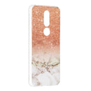 For Nokia 7.1 Marble Pattern Soft TPU Protective Case(Rose Gold White)