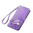 For Samsung Galaxy A22 5G Embossed Flower Shockproof Leather Phone Case(Purple)