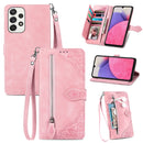 For Samsung Galaxy A33 5G Embossed Flower Shockproof Leather Phone Case(Pink)