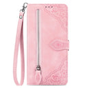 For Samsung Galaxy A33 5G Embossed Flower Shockproof Leather Phone Case(Pink)