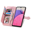 For Samsung Galaxy A33 5G Embossed Flower Shockproof Leather Phone Case(Pink)