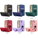 For iPhone 14 Pro Max Ring Kickstand Card Wallet TPU Phone Case (Purple)