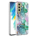 For Samsung Galaxy S21 FE 5G 2.0mm Airbag Shockproof TPU Phone Case(Ink Green Marble)