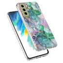 For Samsung Galaxy S21 FE 5G 2.0mm Airbag Shockproof TPU Phone Case(Ink Green Marble)