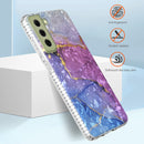 For Samsung Galaxy S21 FE 5G 2.0mm Airbag Shockproof TPU Phone Case(Blue Purple Marble)