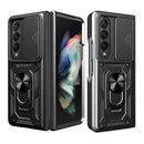 For Samsung Galaxy Z Fold4 Sliding Camera Cover TPU+PC Phone Case(Black)