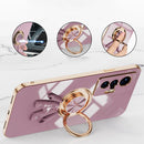 For vivo X70 Pro 6D Plating Astronaut Ring Kickstand Phone Case(Light Purple)