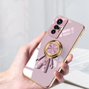 For vivo X70 Pro 6D Plating Astronaut Ring Kickstand Phone Case(Light Purple)