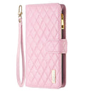 For Samsung Galaxy S21 Ultra 5G Diamond Lattice Zipper Wallet Leather Flip Phone Case(Pink)