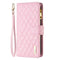 For Samsung Galaxy S21 Ultra 5G Diamond Lattice Zipper Wallet Leather Flip Phone Case(Pink)