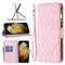 For Samsung Galaxy S21 Ultra 5G Diamond Lattice Zipper Wallet Leather Flip Phone Case(Pink)