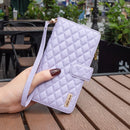 For Samsung Galaxy S21 Ultra 5G Diamond Lattice Zipper Wallet Leather Flip Phone Case(Purple)