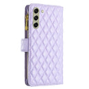 For Samsung Galaxy S21 FE 5G Diamond Lattice Zipper Wallet Leather Flip Phone Case(Purple)