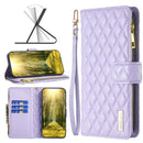 For Samsung Galaxy S20 FE / S20 FE 5G Diamond Lattice Zipper Wallet Leather Flip Phone Case(Purple)